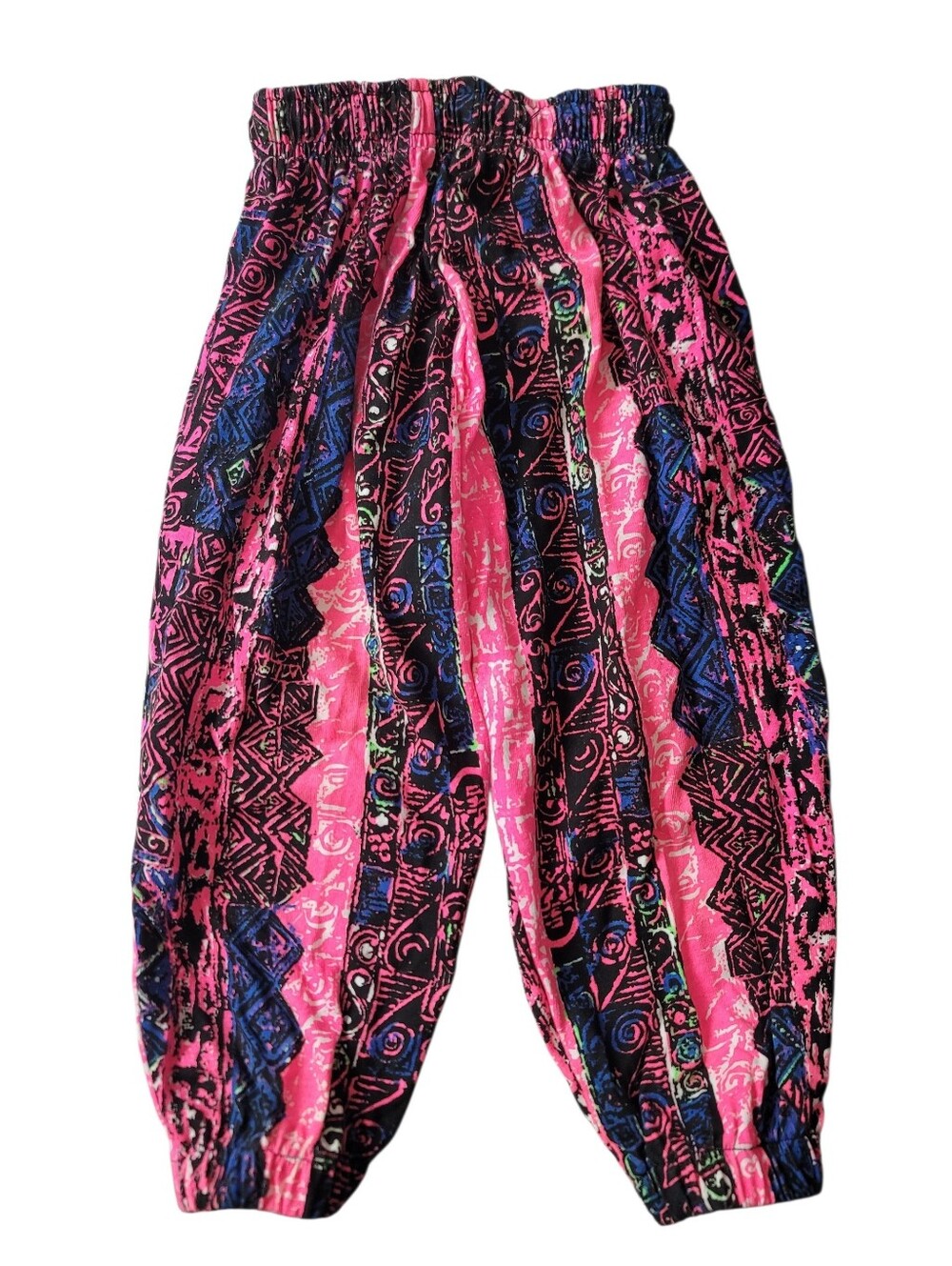 VTG 80s Cotton Pull-On Muscle Pants 4T Neon Black Baggy Surfer California - Picture 2 of 6